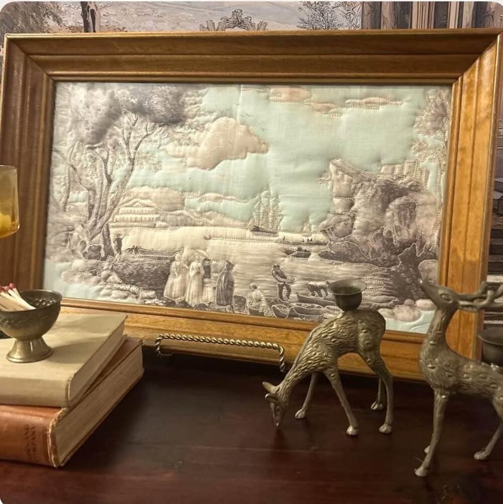 Framed Quilted Pastoral Scene Art